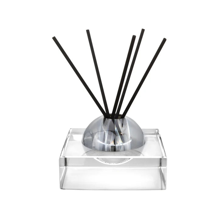 Clear Square Base and Dome Smoked Reed Diffuser- Lily of the Valley