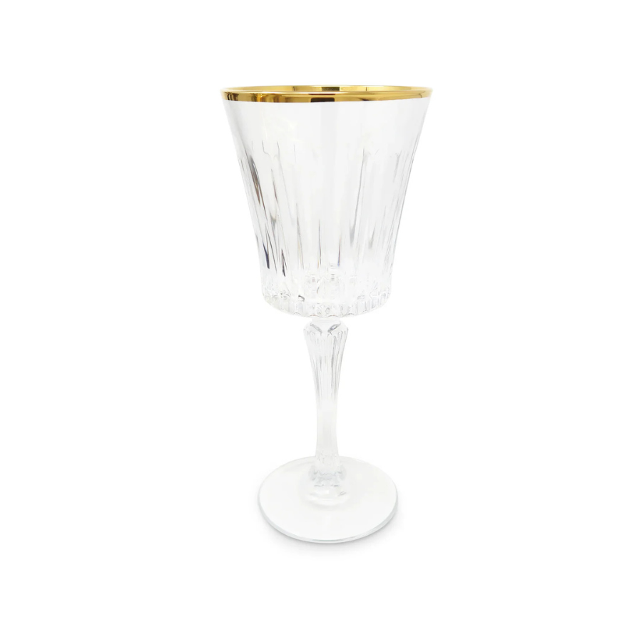 Liscio Ottico - Set of 6 Wine Glasses with Shade on the Bottom and Gold Rim