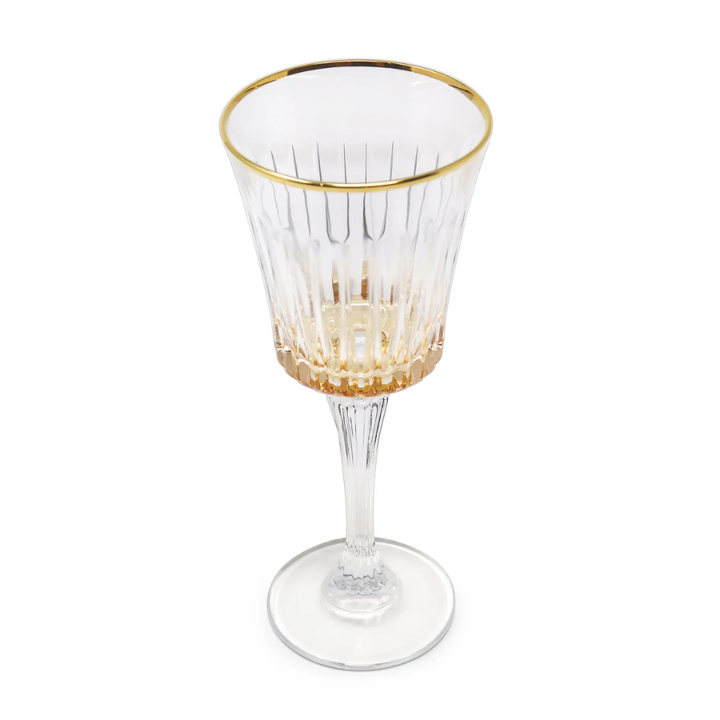 Liscio Ottico - Set of 6 Wine Glasses with Shade on the Bottom and Gold Rim