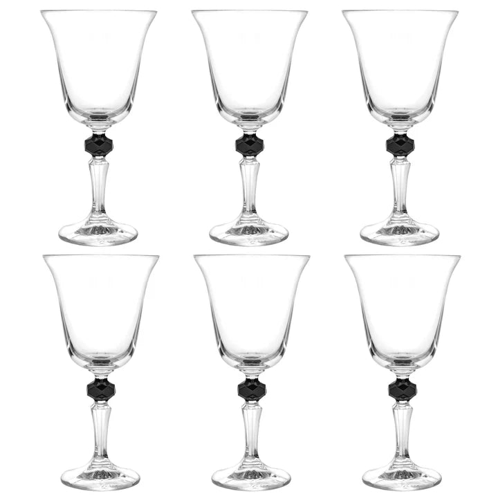 Set of 6 Wine Glasses Smoked Diamond Stem - Vivience