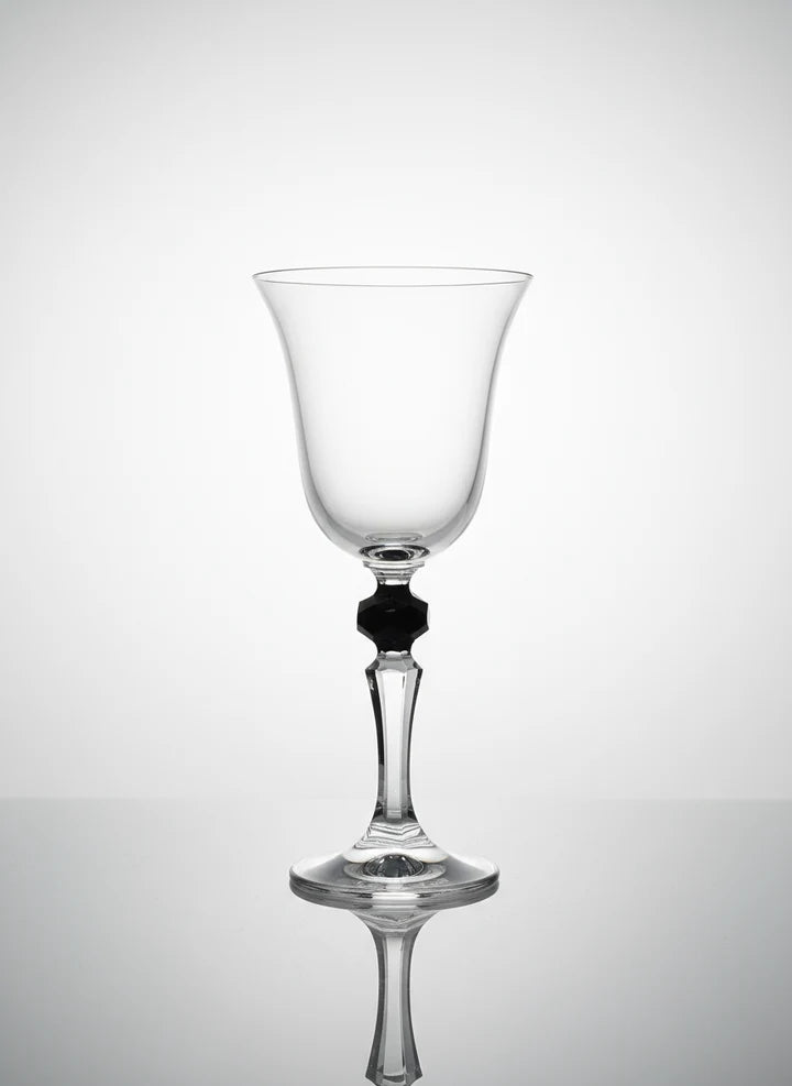 Set of 6 Water Glasses, with Smoked Diamond on Stem