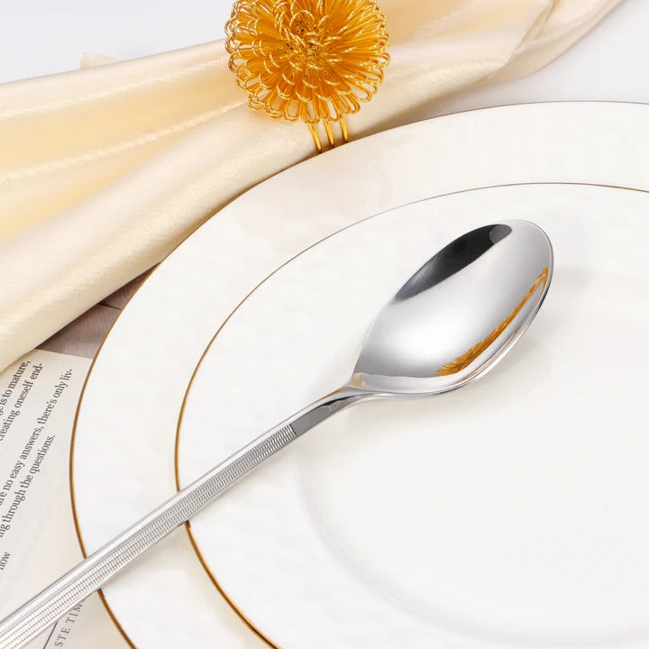 20 pc Flatware Set - Silver- Modern Tri-Angled Handle, Textured