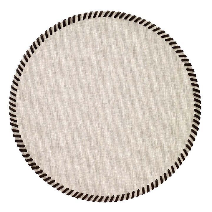 Whipstitch Round Vinyl Placemats with Leather Trim