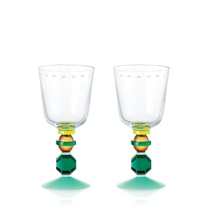 Mayfair Short Crystal Glass (Clear/Emerald/Brown/Mint/Bright Yellow) - Set of 2