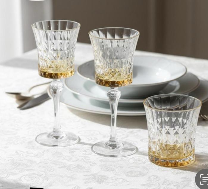 Liscio Ottico - Set of 6 Diamond Glasses with Smoked Shade on the Bottom