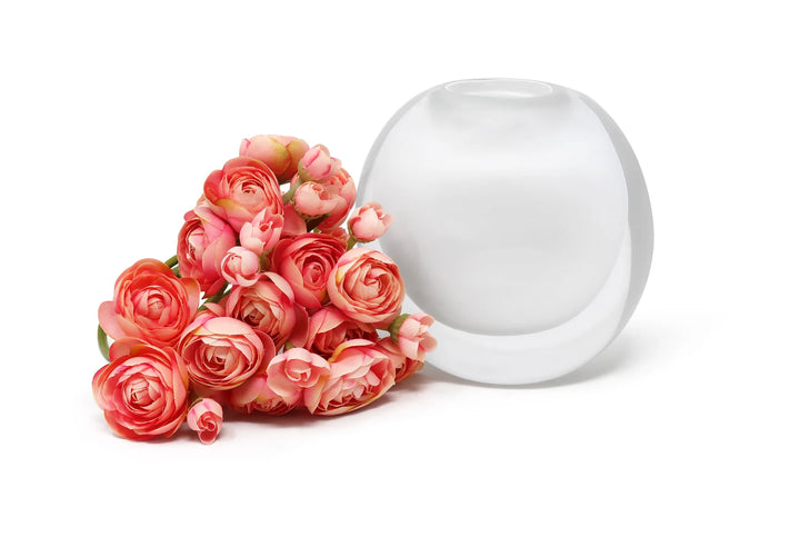 Double Wall Inlay Glass Vase with Pink Flowers