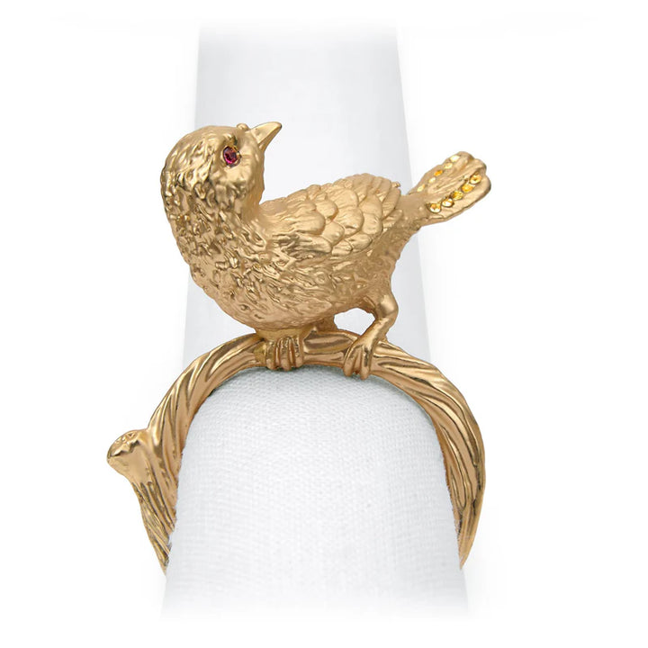 Gold Plated Bird with Swarovski Crystals - set of 4