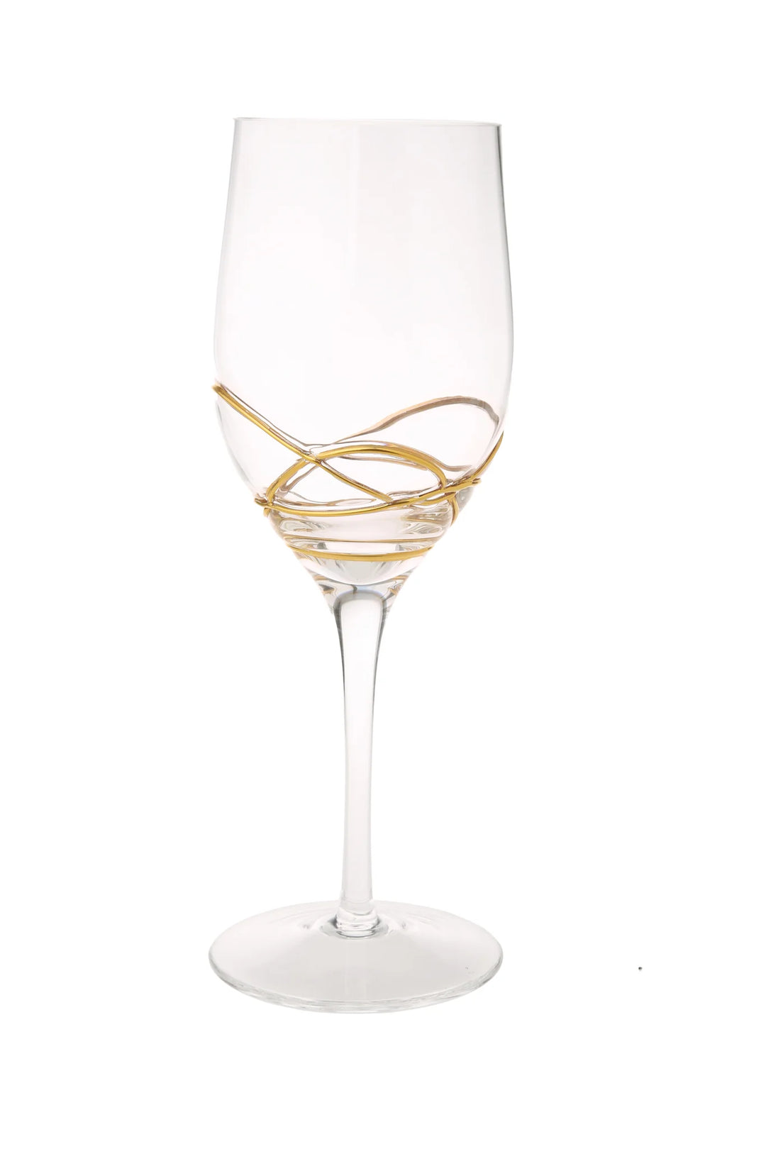 Set of 6 Wine Glasses with Gold Swirl Design