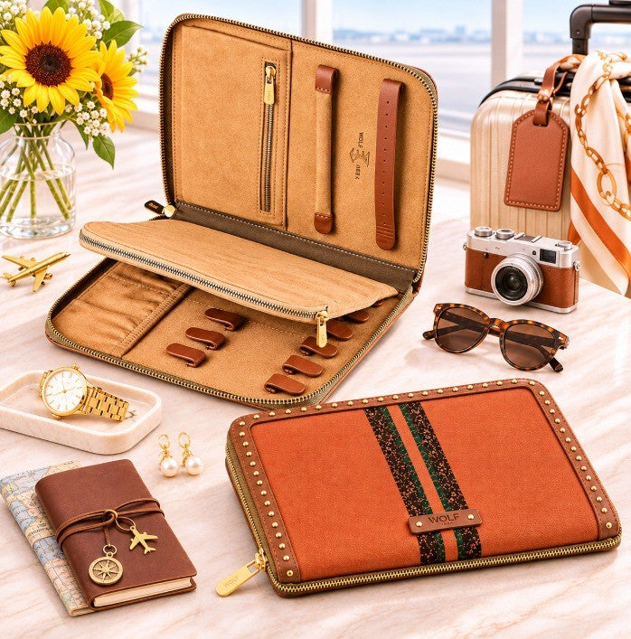 Ida Travel Zip Jewelry Portfolio orange – DecoDine