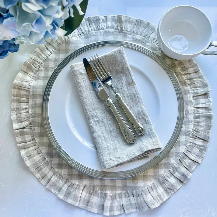 Round Ruffle Linen Placemat