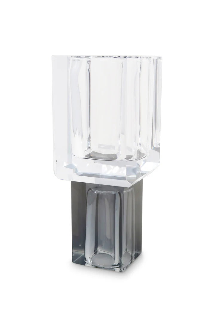 Crystal Square Vase with Colored Base
