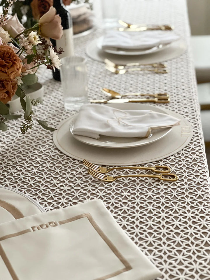 Hamptons Lattice Overlay Tablecloth