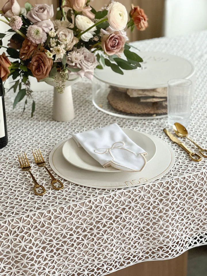 Hamptons Lattice Overlay Tablecloth
