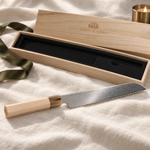 Signature Bread Knife - Maple Wood + Buffalo Horn