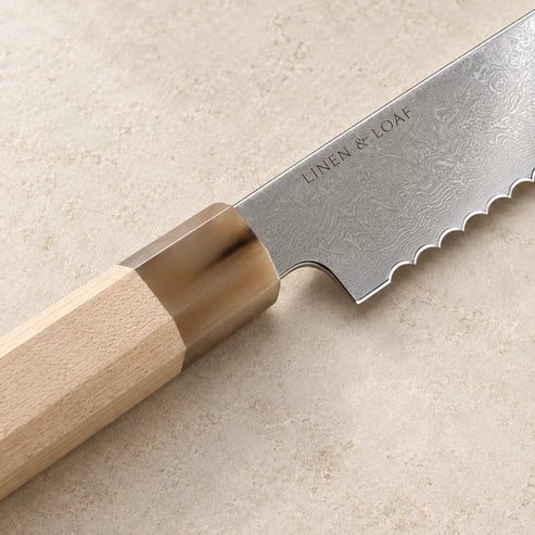 Signature Bread Knife - Maple Wood + Buffalo Horn