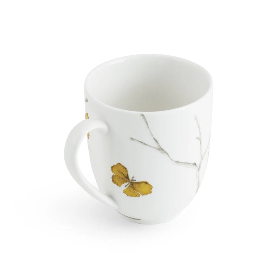 Butterfly Ginkgo Gold Porcelain Mug