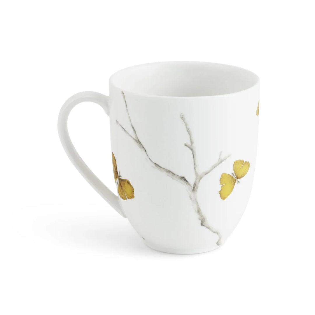 Butterfly Ginkgo Gold Porcelain Mug