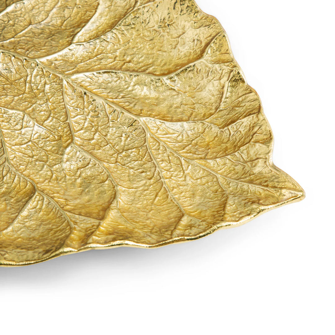 New Leaves Magnolia Medium Platter Gold