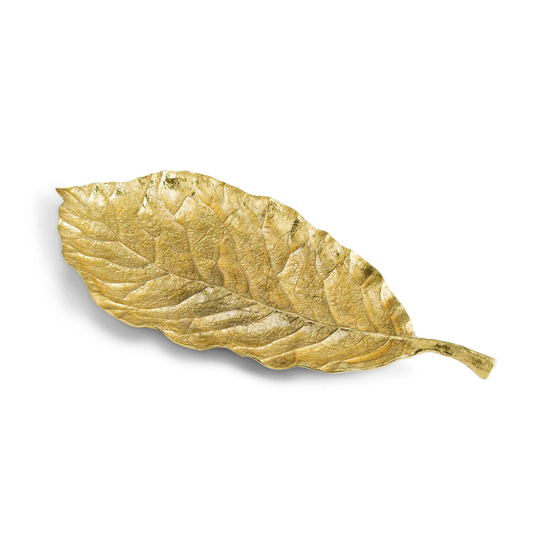New Leaves Magnolia Medium Platter Gold