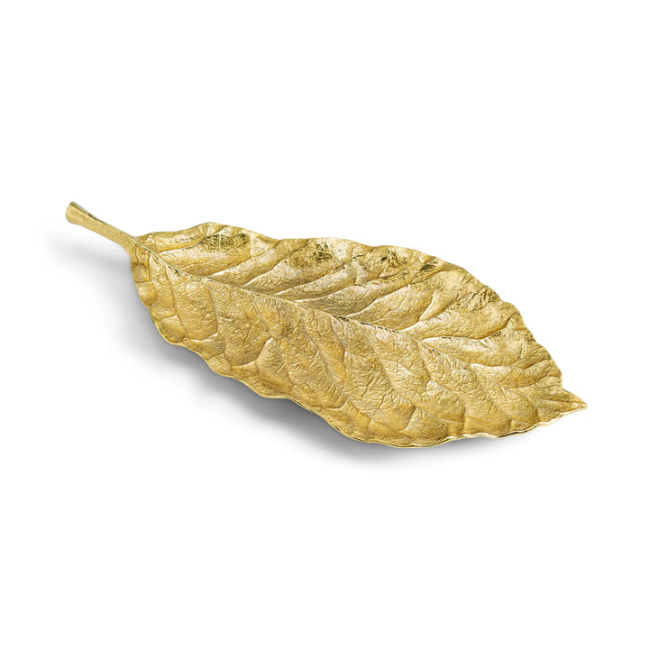 New Leaves Magnolia Medium Platter Gold