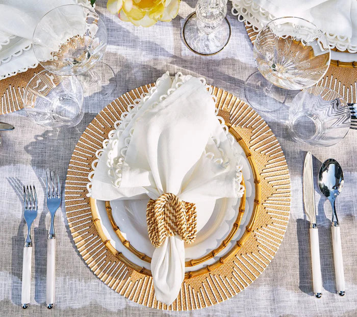 Ruffle Napkin Ring in Natural, Set of 4